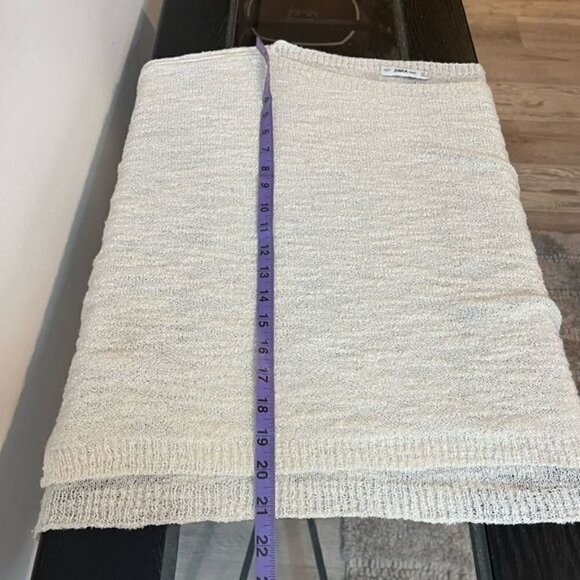 Zara Knit Women’s Size Small Italian Yarn Sweater Beige Oversized Short Sleeve - Picture 10 of 10